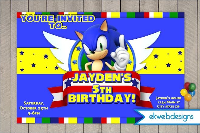 Sonic Birthday Party Invitations sonic the Hedgehog Birthday Invitation