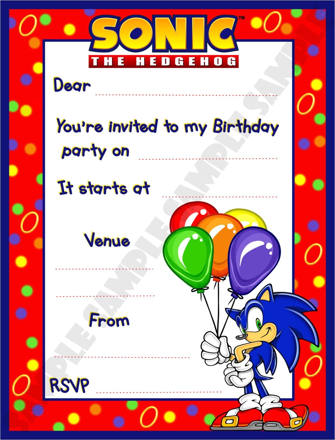 Sonic the Hedgehog Birthday Party Invitations sonic Birthday Invitations Best Party Ideas