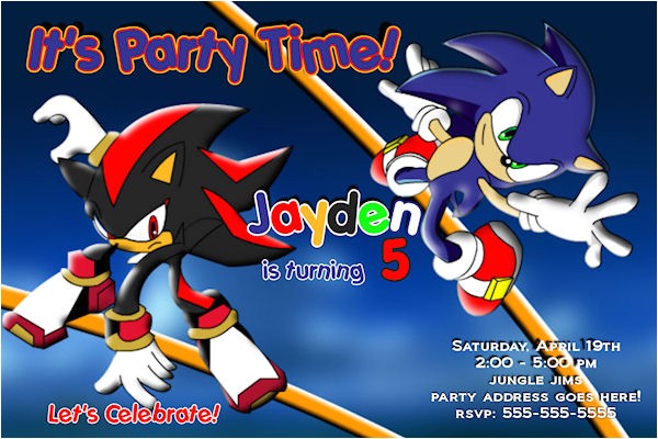 Sonic the Hedgehog Birthday Party Invitations sonic Invitation sonic the Hedgehog Birthday Invitation