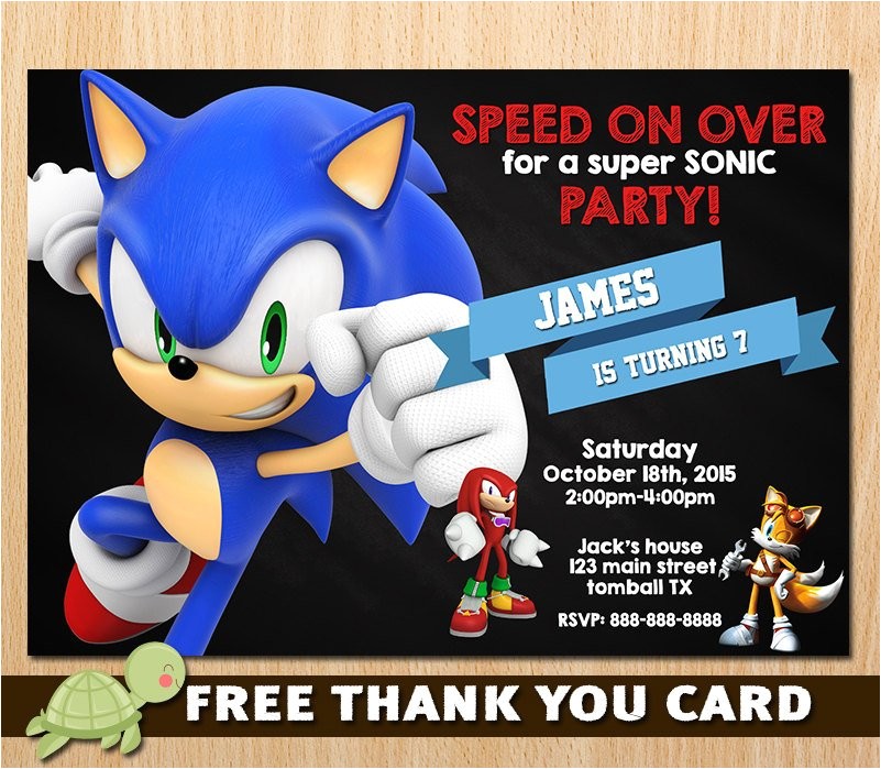 Sonic the Hedgehog Birthday Party Invitations sonic Invitation sonic the Hedgehog Invites Sega sonic