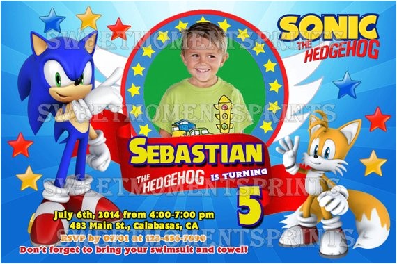 Sonic the Hedgehog Birthday Party Invitations sonic the Hedgehog Custom Photo Birthday by Sweetmomentsprints