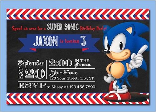 Sonic the Hedgehog Birthday Party Invitations sonic the Hedgehog Digital Chalkboard Birthday Invitations