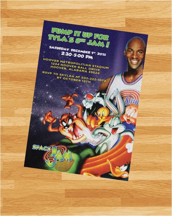 Space Jam Party Invitations Printable Space Jam Invitation Grainy Loonytoons Custom