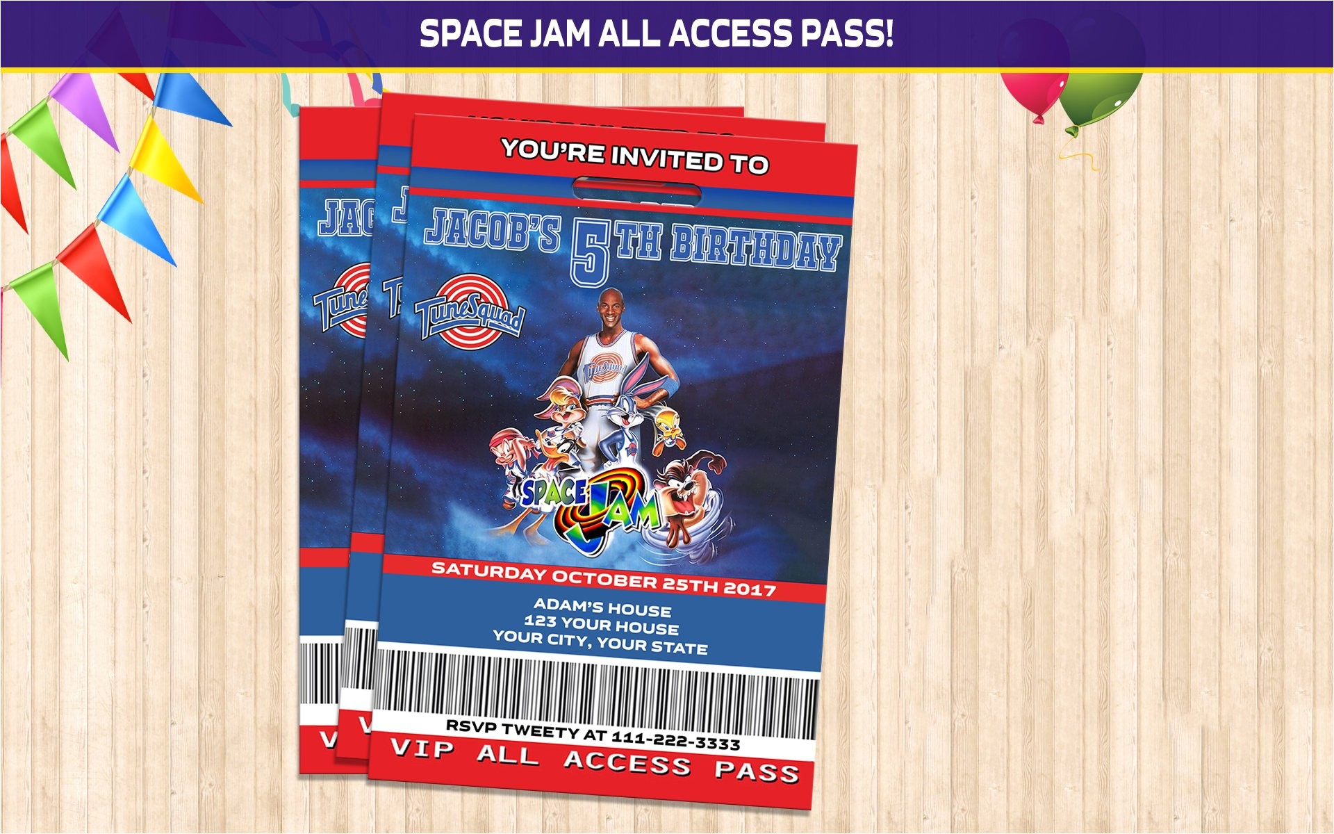 Space Jam Party Invitations Space Jam Vip Birthday Invitation Space Jam Party Invitation