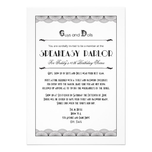 Speakeasy Party Invitation Personalized Speakeasy Invitations Custominvitations4u Com
