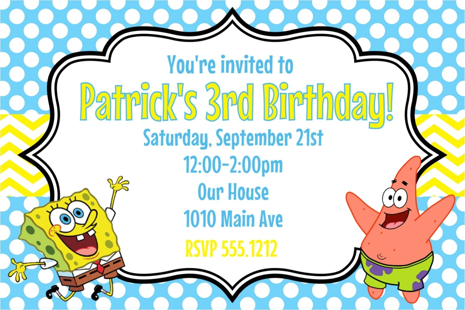 Spongebob Squarepants Invitations Birthday Party Spongebob Squarepants Birthday Party Invitation Printable 4×6