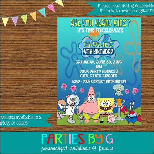 Spongebob Squarepants Invitations Birthday Party Spongebob Squarepants Birthday Party Invitations
