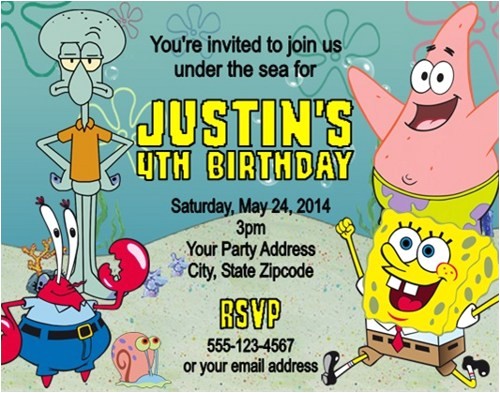 Spongebob Squarepants Invitations Birthday Party Spongebob Squarepants Birthday Party Invitations