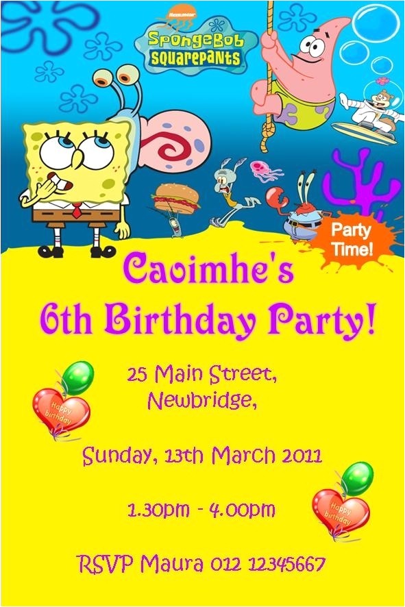 Spongebob Squarepants Invitations Birthday Party Spongebob Squarepants Invitations Cobypic Com