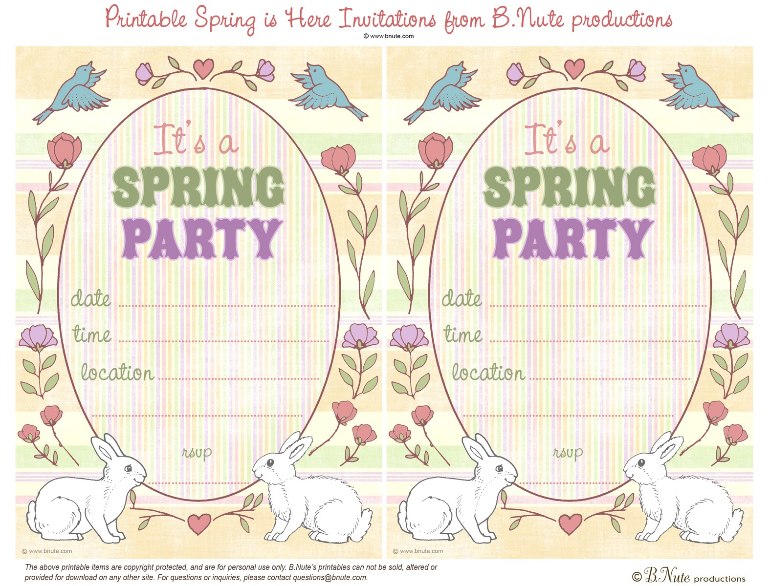Spring Party Invitation Templates Free Bnute Productions Free Printable Spring is Here Easter
