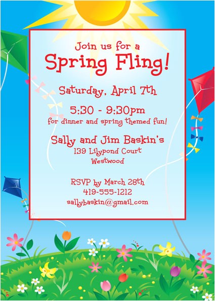 Spring Party Invitation Templates Free Flying Kites Invitation