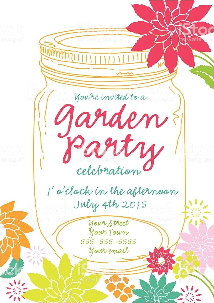 Spring Party Invitation Templates Free orange Canning Jar Spring Garden Party Invitation Design