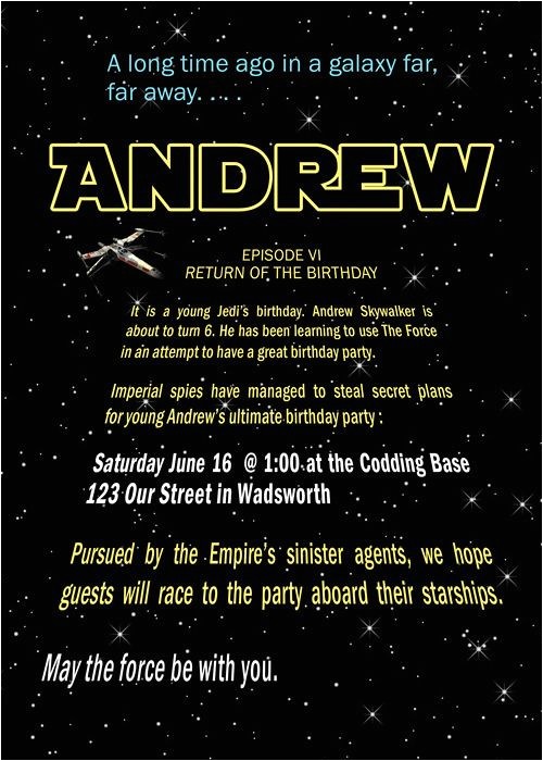 Star Wars themed Birthday Party Invitations Free Printable Star Wars Birthday Party Invitations