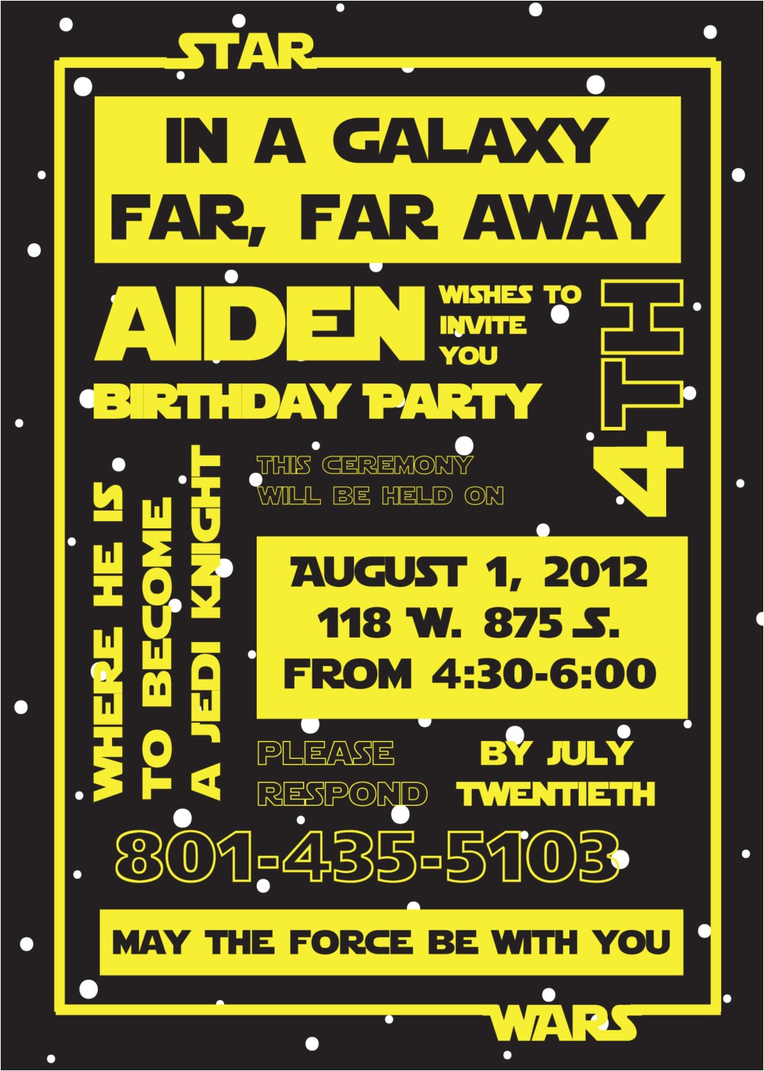 Star Wars themed Birthday Party Invitations Free Star Wars Invitation Templates