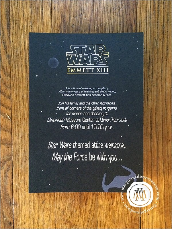 Star Wars themed Birthday Party Invitations Margotmadison Star Wars themed Bar Mitzvah