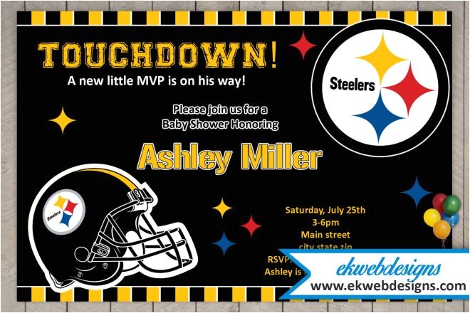 Steelers Party Invitations Custom Pittsburgh Steelers Baby Shower Invitations Steelers Party Invitations Custom Pittsburgh Steelers Baby Shower Invitations