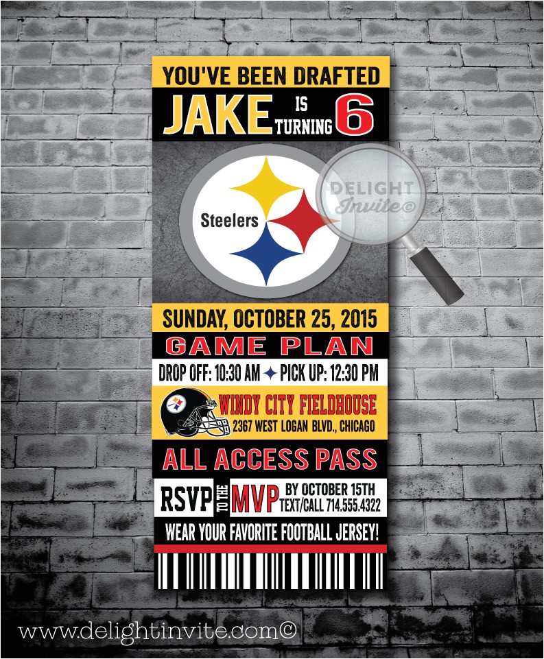 Steelers Party Invitations Pittsburg Steelers Football Birthday Party Invitations Di Steelers Party Invitations Pittsburg Steelers Football Birthday Party Invitations Di