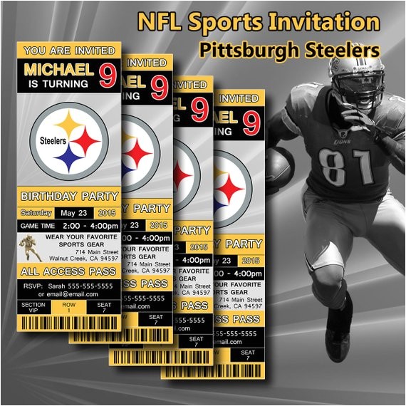Steelers Party Invitations Pittsburgh Steelers Birthday Invitation Football by Digisport