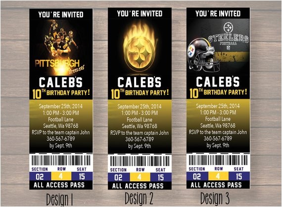 Steelers Party Invitations Pittsburgh Steelers Custom Party Ticket Invitations Steelers Party Invitations Pittsburgh Steelers Custom Party Ticket Invitations