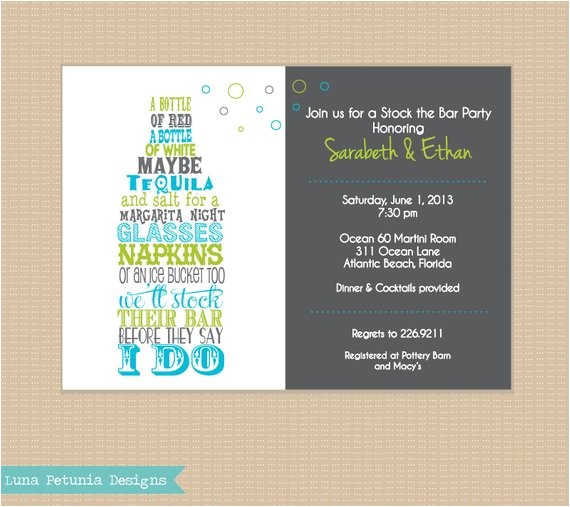 Stock the Bar Party Invitation Wording Items Similar to Stock the Bar Invitation Any Colors On Etsy