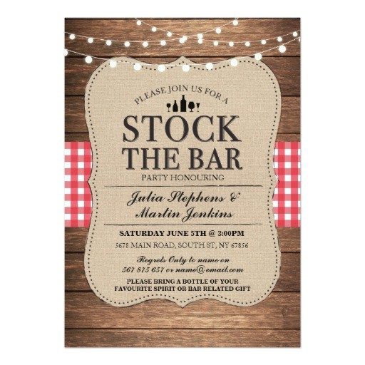 Stock the Bar Party Invitation Wording Stock the Bar Rustic Party Engagement Invitation Zazzle