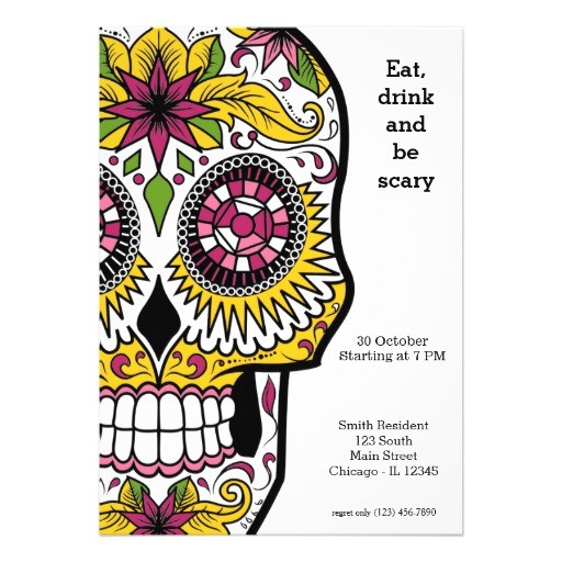 Sugar Skull Party Invitations Personalized Day Of the Dead Party Invitations