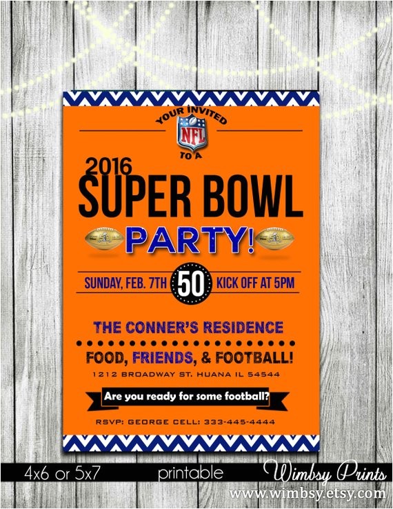 Super Bowl Party Invitations Free Printable Super Bowl 50 Printable Football Party Invitations