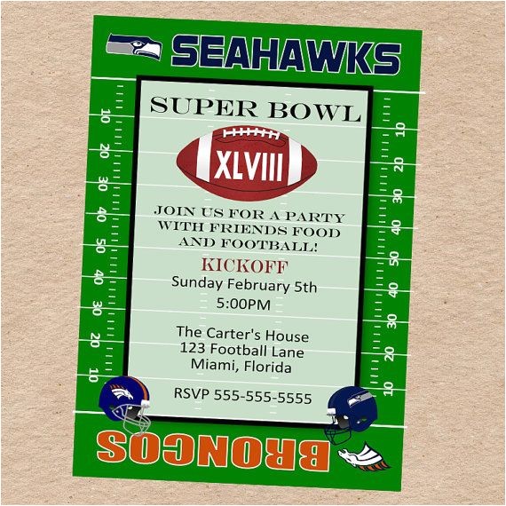 Super Bowl Party Invitations Free Printable Super Bowl Xlviii Party Seahawks Vs Broncos Invitation