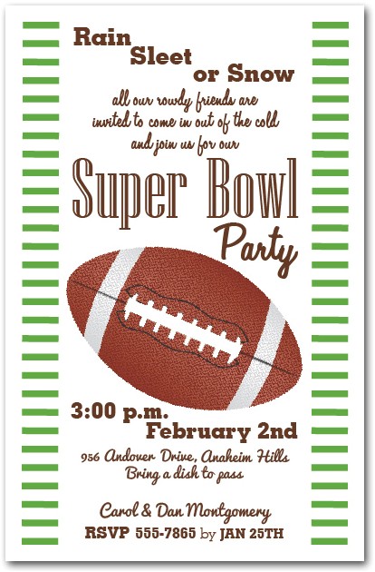 Super Bowl Party Invite Stripes and Football Super Bowl Party Invitations