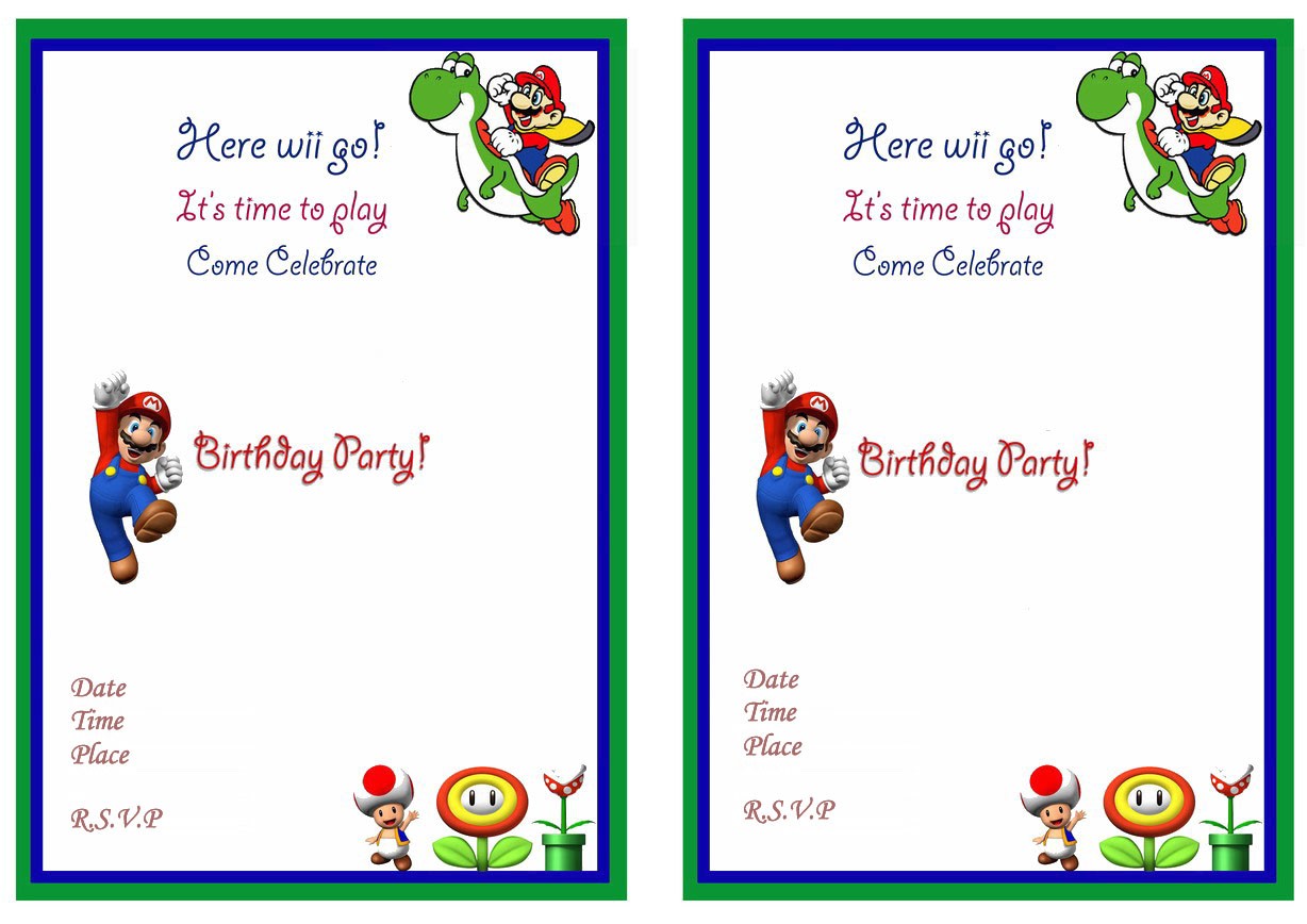 Super Mario Bros Birthday Party Invitation Templates Super Mario Birthday Invitations Super Mario Birthday