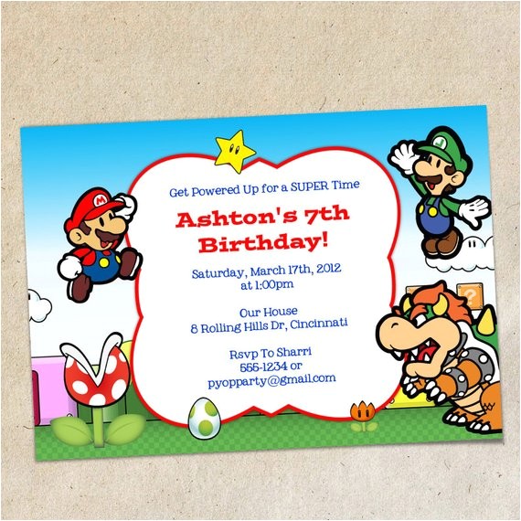Super Mario Bros Birthday Party Invitation Templates Super Mario Brothers Invitation Template Instant Download