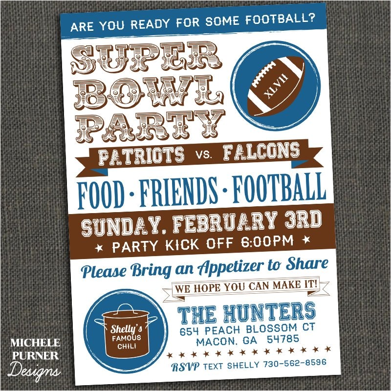 Superbowl Party Invite Michele Purner Designs