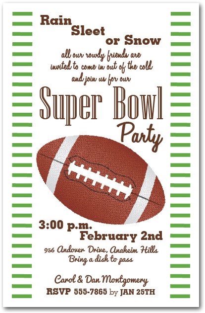 Superbowl Party Invite Stripes and Football Super Bowl Party Invitations