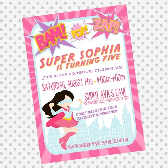 Supergirl Birthday Party Invitations Custom Supergirl Birthday Invite Superhero by