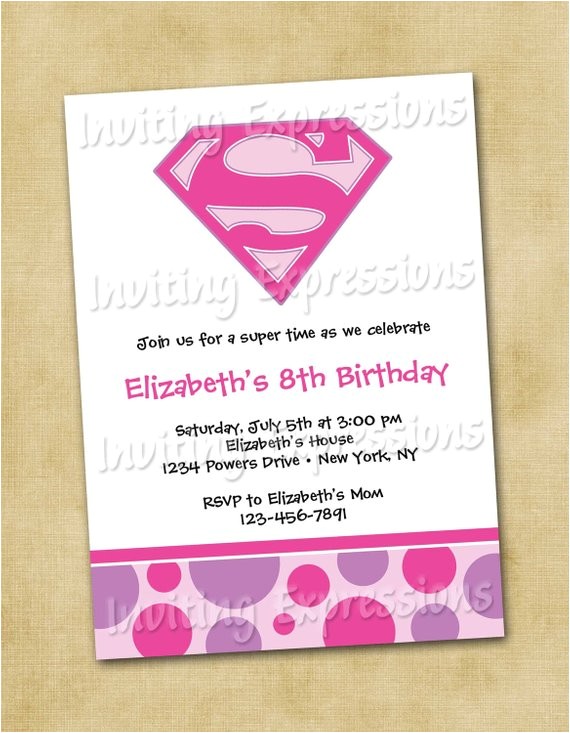 Supergirl Birthday Party Invitations Items Similar to Super Girl Superhero Birthday Invitations