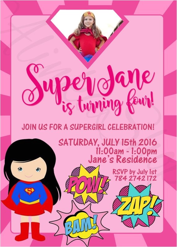 Supergirl Birthday Party Invitations Items Similar to Supergirl Party Invitations Dc Supergirl