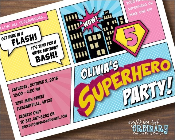 Supergirl Birthday Party Invitations Supergirl Birthday Invitation Diy Superhero Comic Book Card