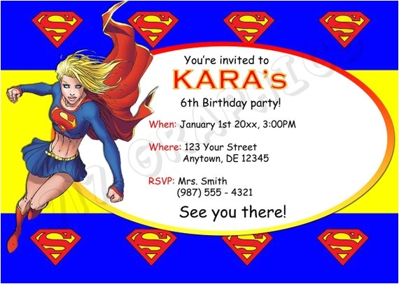 Supergirl Birthday Party Invitations Supergirl Birthday Invitation Printable