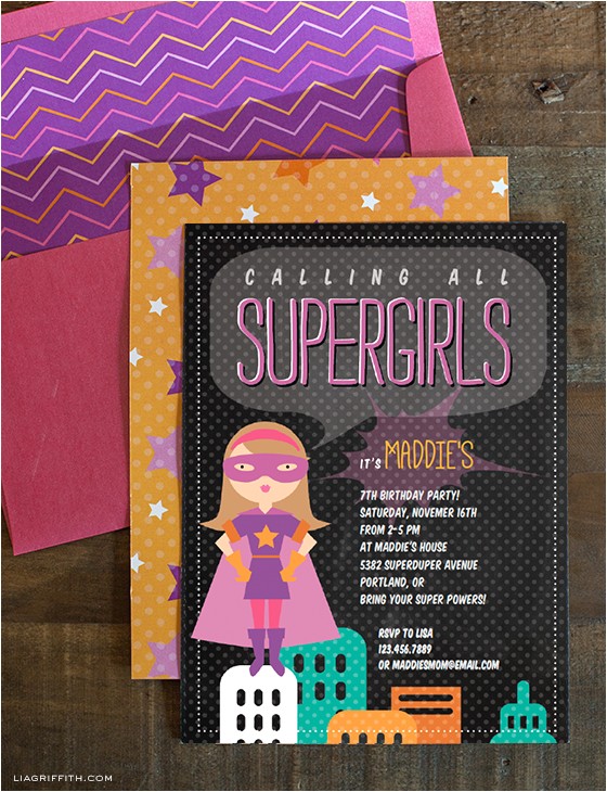 Supergirl Birthday Party Invitations Supergirl Birthday Party Invitations