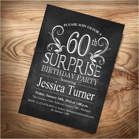 Surprise 60 Birthday Party Invitations Items Similar to 60th Surprise Birthday Invitation Diy