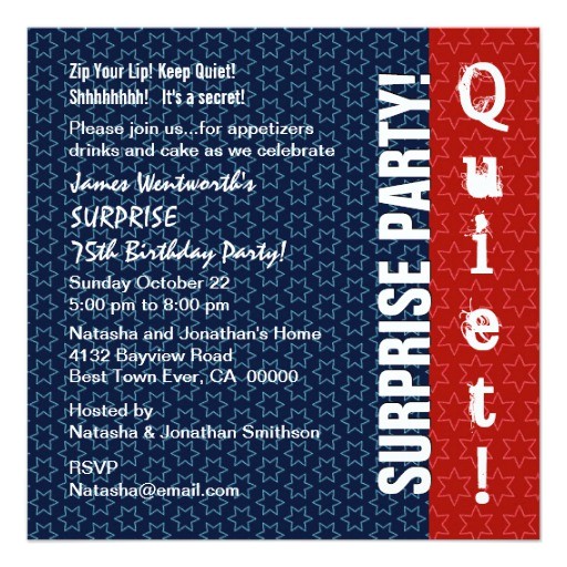 Surprise 75th Birthday Party Invitations Surprise 75th Birthday Modern Red White Blue Star Surprise 75th Birthday Party Invitations Surprise 75th Birthday Modern Red White Blue Star