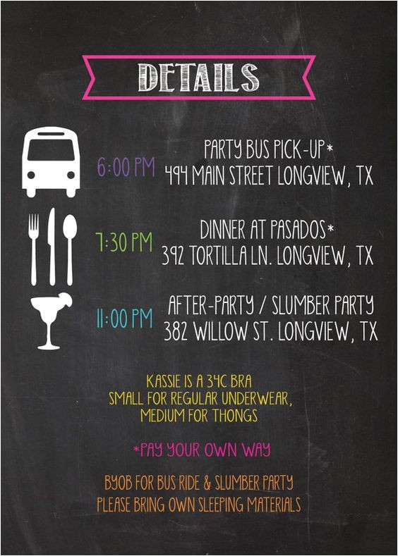 Surprise Bachelorette Party Invitations Any Color Bachelorette Party Fiesta Chalkboard Girls Night