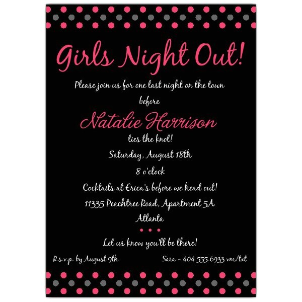Surprise Bachelorette Party Invitations Disco Dots Pink Girls Night Out Bachelorette Invitations