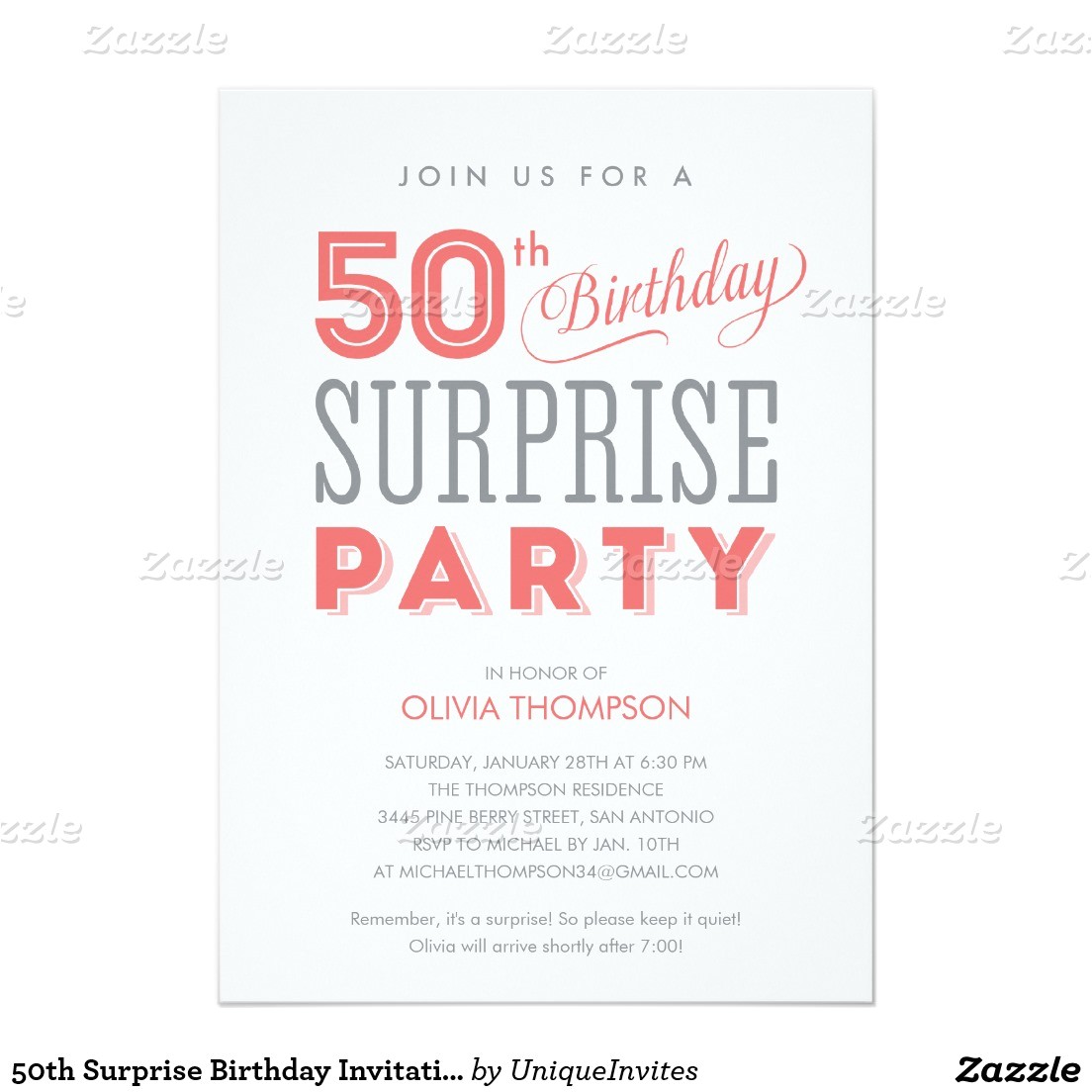 Surprise Party Invite Wording Surprise 50th Birthday Party Invitation Wording