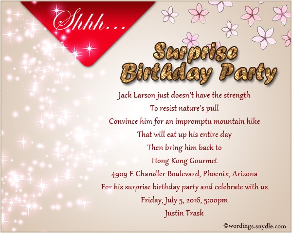 Surprise Party Invite Wording Surprise Birthday Party Invitation Wording Wordings and