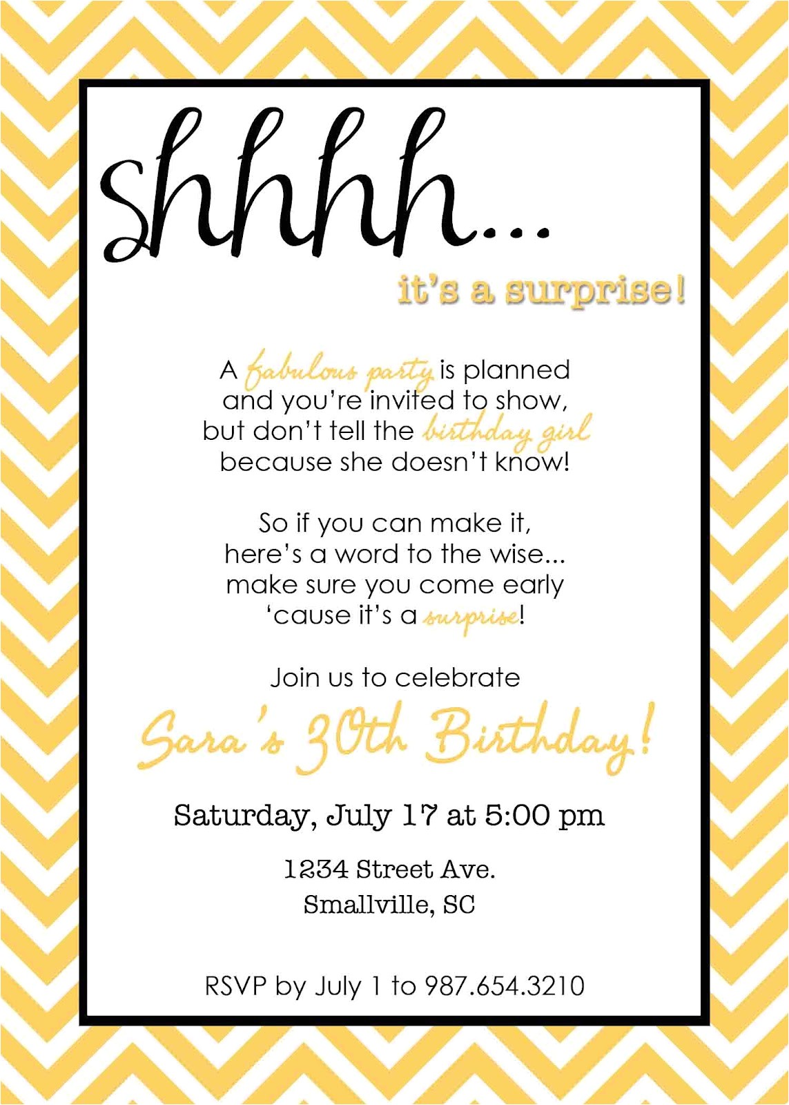 Surprise Party Invite Wording Wording for Surprise Birthday Party Invitations Drevio