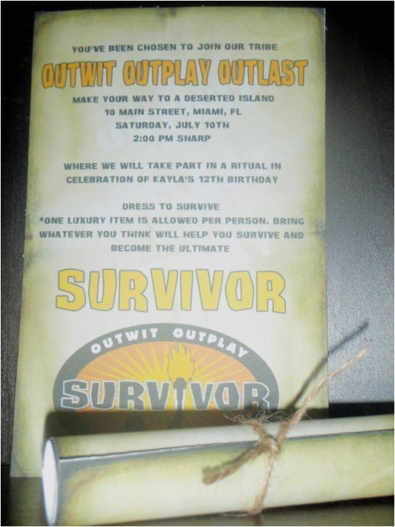 Survivor Party Invitations Custom Survivor Birthday Party Scroll Invitations