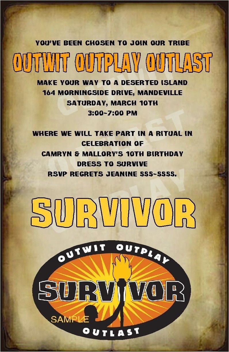 Survivor Party Invitations Custom Survivor Party Invitations Survivor Party Party