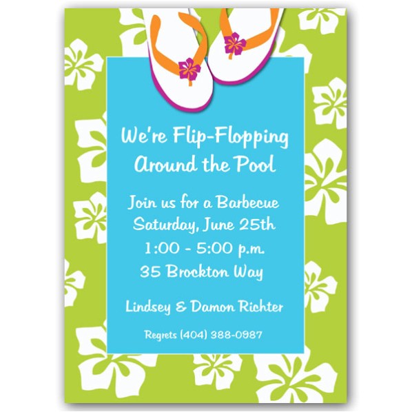 Swim Party Invites Beach Flip Flops Pool Party Invitations Paperstyle