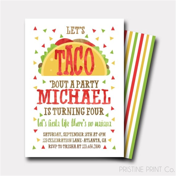 Taco Party Invitation Wording Taco Birthday Invitation Fiesta Birthday Invitation Fiesta